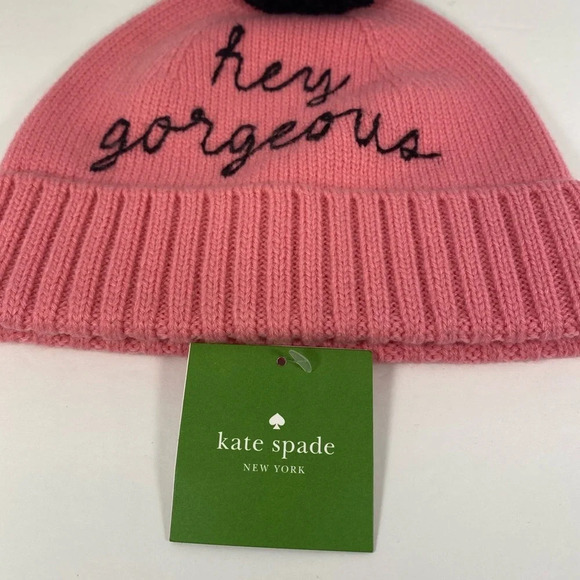Kate Spade New York Pink & Black Pom Pom Beanie - Picture 3 of 8